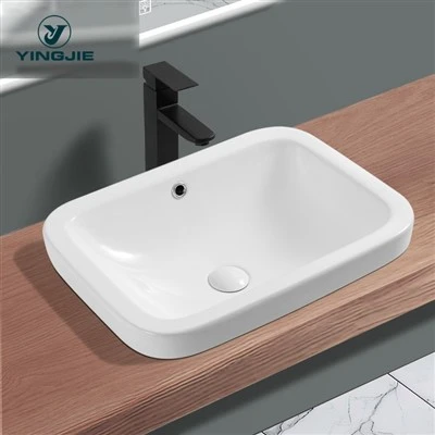 Rectangular Drop In Ceramic Bathroom Basin